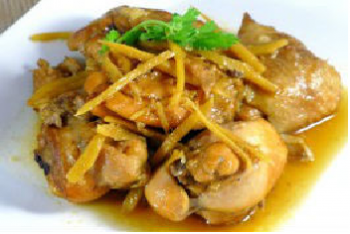 Duck meat cooked with ginger